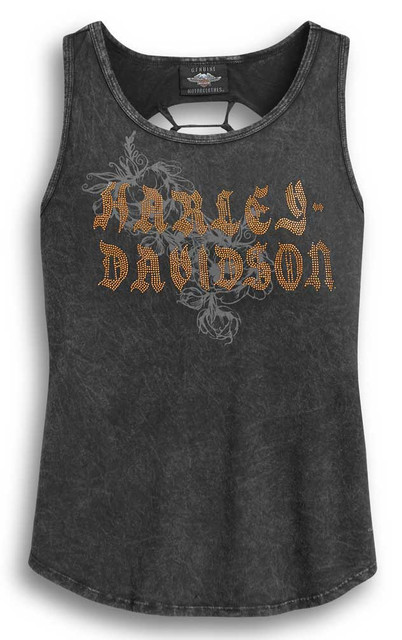 Harley-Davidson Women's Slash Back Sleeveless Tank Top, Wash Black 96319-20VW - Wisconsin Harley-Davidson