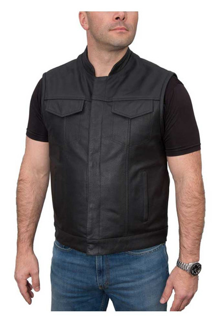 Fulmer Men's 500 Legion Premium Soft Buffalo Leather Motorcycle Vest - Black - Wisconsin Harley-Davidson