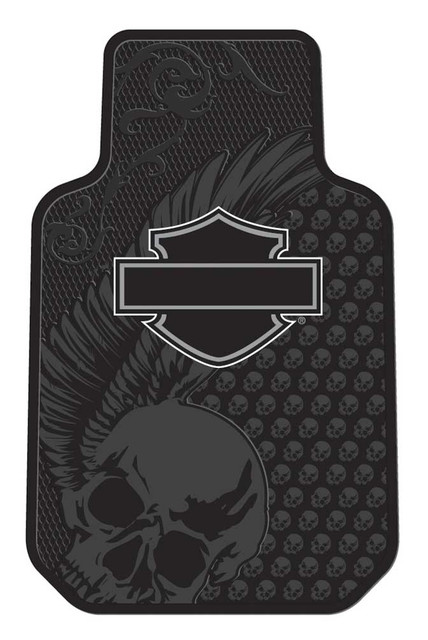 Harley-Davidson Dark Skull Bar & Shield Auto Rubber Floor Mats, Black 1459 - Wisconsin Harley-Davidson