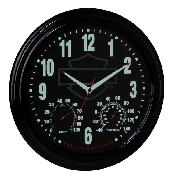 Harley-Davidson® Bar & Shield Outdoor 3-IN-1 Clock / Thermometer
