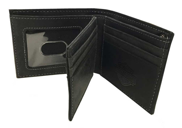 Harley-Davidson® Men's Refuel Bi-Fold Leather Wallet w/ RFID Protection -  Black