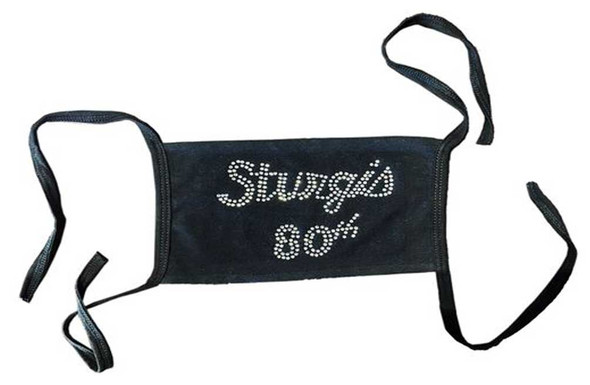Liberty Wear Women's Sturgis 80th Rally Silver Rhinestone Face Mask - Black - Wisconsin Harley-Davidson