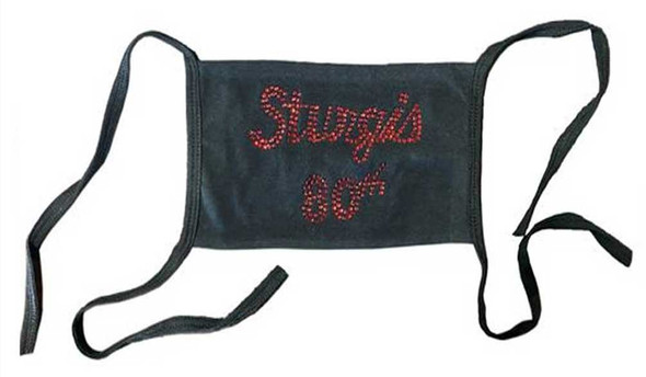 Liberty Wear Women's Sturgis 80th Rally Red Rhinestone Tie Face Mask - Black - Wisconsin Harley-Davidson