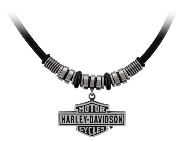 Harley-Davidson Men's Vintage B&S Hardware & Leather Necklace - Stainless Steel - Wisconsin Harley-Davidson
