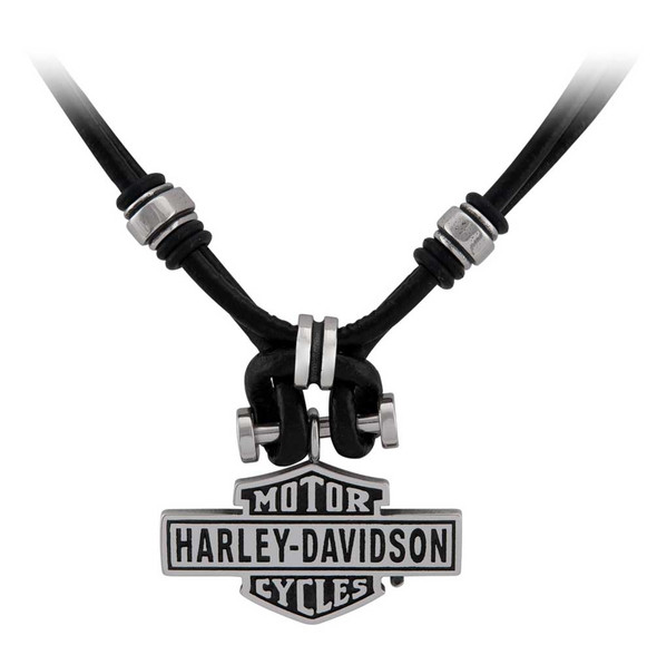 Harley-Davidson Men's Vintage B&S Hardware & Leather Loop Necklace - Steel - Wisconsin Harley-Davidson