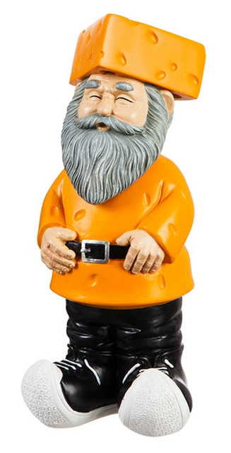 Original Cheesehead Sculpted Cheesehead Bobble Head Garden Gnome - Gold 545070B - Wisconsin Harley-Davidson
