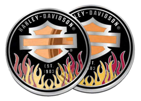 Harley-Davidson Bar & Shield Logo w/Colorful Flames Metal Challenge Coin, 1.75in - Wisconsin Harley-Davidson