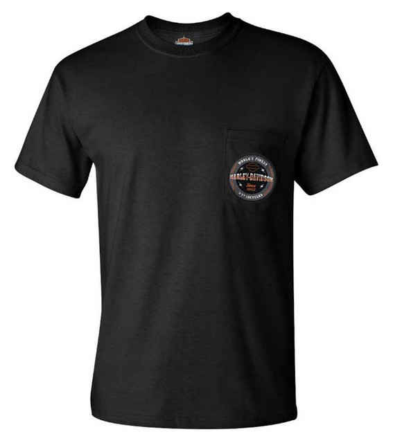 Harley-Davidson Men's Worlds Finest HD Chest Pocket Short Sleeve T-Shirt, Black - Wisconsin Harley-Davidson