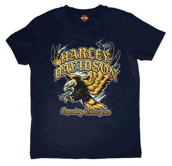 Harley-Davidson Boy's Screaming Short Sleeve Cotton Tee, Toddler & Youth, Navy - Wisconsin Harley-Davidson