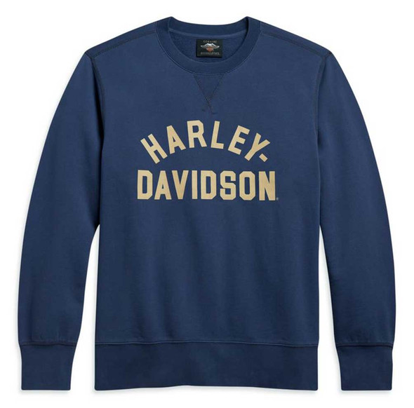 Harley-Davidson Men's Stack Logo Pullover Sweatshirt - Indigo Blue 96098-21VM - Wisconsin Harley-Davidson