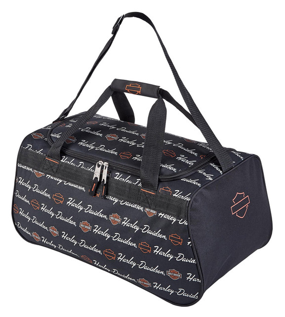 Harley-Davidson Signature Script Sports Duffel Bag w/ Adjustable Strap - Black - Wisconsin Harley-Davidson