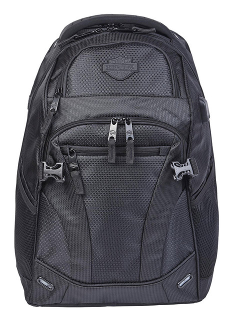 Harley-Davidson Renegade II Hi-Tech External USB Port Backpack - Solid Black - Wisconsin Harley-Davidson