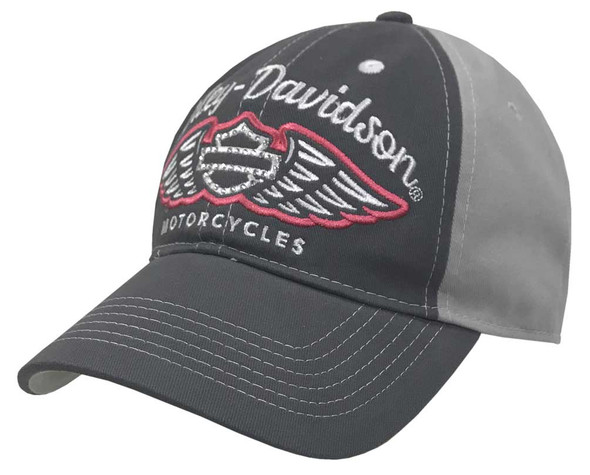 Harley-Davidson Women's Bling Winged Script Baseball Cap w/ Ponytail Opening - Wisconsin Harley-Davidson