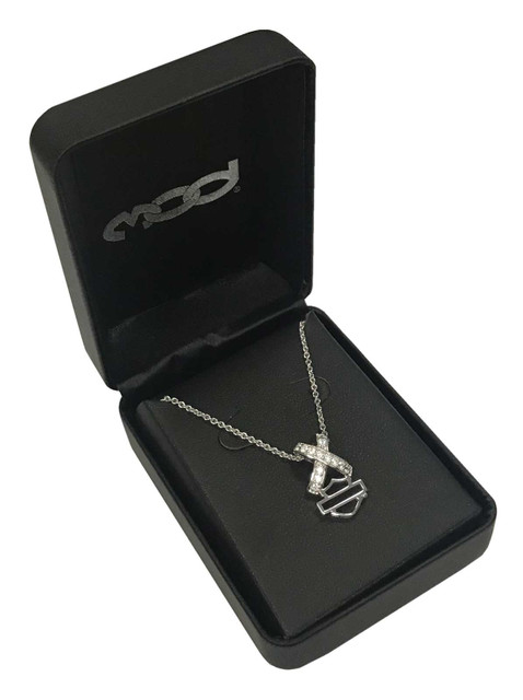 Harley-Davidson® Women's Criss Cross Crystal B&S Necklace Harley-Davidson® Women's Criss Cross Crystal B&S Necklace