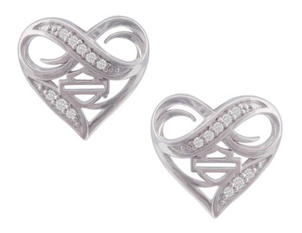 Harley-Davidson Women's Infinity Thorn Heart Post Earrings, Sterling Silver - Wisconsin Harley-Davidson