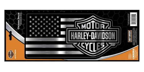 Harley-Davidson Embossed Bar & Shield American Flag Chrome Decal - 11.25 x 5.25 in. - Wisconsin Harley-Davidson