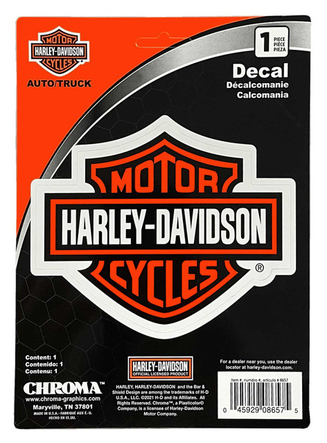 Harley-Davidson Bar & Shield Logo Vinyl Decal - Orange & Black - 5 x 4 in. - Wisconsin Harley-Davidson