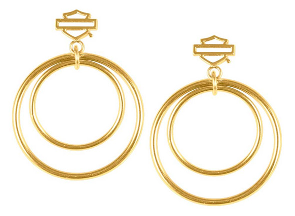 Harley-Davidson Women's Large Double Circle Bar & Shield Post Steel Earrings - Wisconsin Harley-Davidson