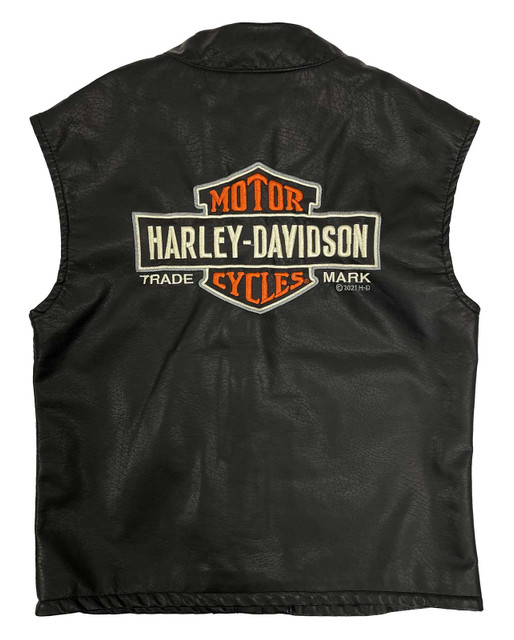 ジ*君様 HARLEY-DAVIDSON レザーベスト XL 本革 ブラックハー Harley-Davidson® Big Boys' Embroidered Patches Snap Faux Leather
