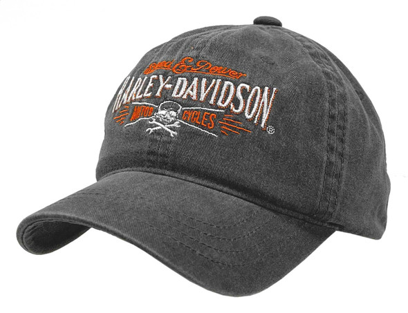 Harley-Davidson Men's Villain Adjustable Slide Baseball Cap - Washed Black - Wisconsin Harley-Davidson