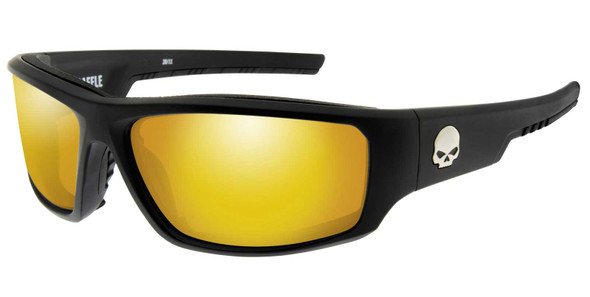 Harley-Davidson Men's Baffle Sunglasses, Orange Mirror Lenses/Matte Black Frames - Wisconsin Harley-Davidson