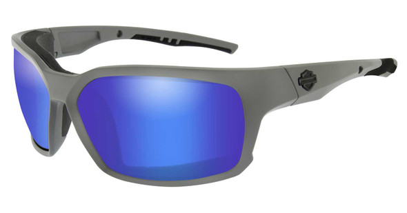 Harley-Davidson Men's COGS Sunglasses, Blue Mirror Lenses & Matte Gray Frames - Wisconsin Harley-Davidson