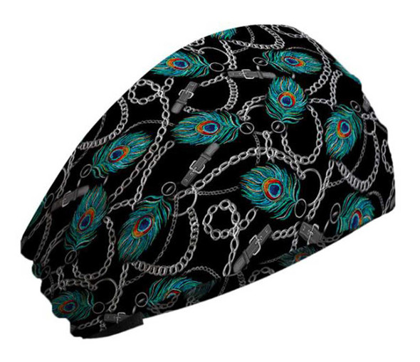 That's A Wrap Women's Peacock Feathers Chainlink Bandana Knotty Band - Black - Wisconsin Harley-Davidson