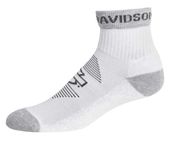 Harley-Davidson Women's Striped Wicking Performance Riding Socks, White/Gray - Wisconsin Harley-Davidson