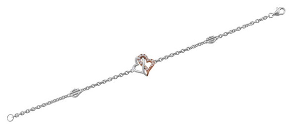 Harley-Davidson Women's White & Rose Gold Bling Infinity Hearts Bracelet, Silver - Wisconsin Harley-Davidson