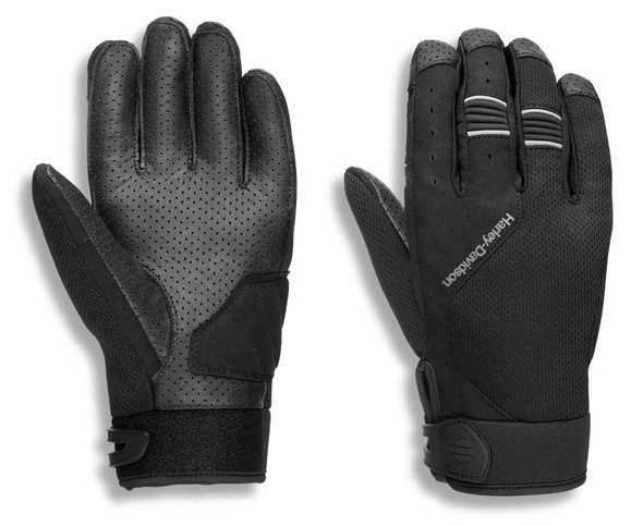 Harley-Davidson Men's Kilbourn Full-Finger Mixed Media Gloves, Black 97119-21VM - Wisconsin Harley-Davidson