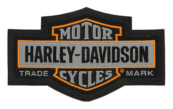 Harley-Davidson 7.25 in. Embroidered Trademark Bar & Shield Emblem Patch - Gray - Wisconsin Harley-Davidson