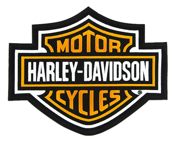 Harley-Davidson 9.25 inch Embroidered Orange Bar & Shield Logo Emblem Patch - Wisconsin Harley-Davidson