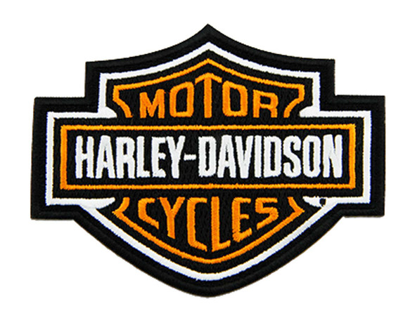 Harley-Davidson 4 inch Embroidered Orange Bar & Shield Logo Emblem Sew-On Patch - Wisconsin Harley-Davidson