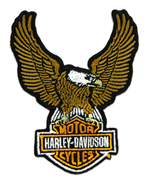 Harley-Davidson 3.5 in Embroidered Brown Eagle Bar & Shield Emblem Sew-On Patch - Wisconsin Harley-Davidson
