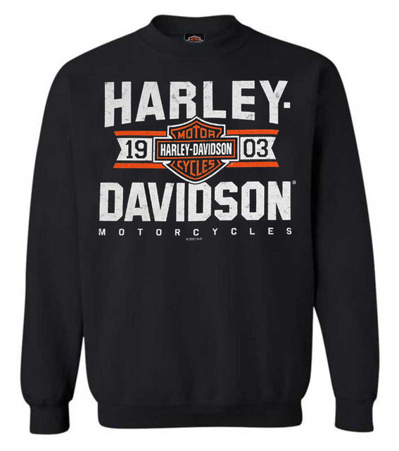 Harley-Davidson Men's Varsity B&S Logo Pullover Fleece Sweatshirt, Black - Wisconsin Harley-Davidson