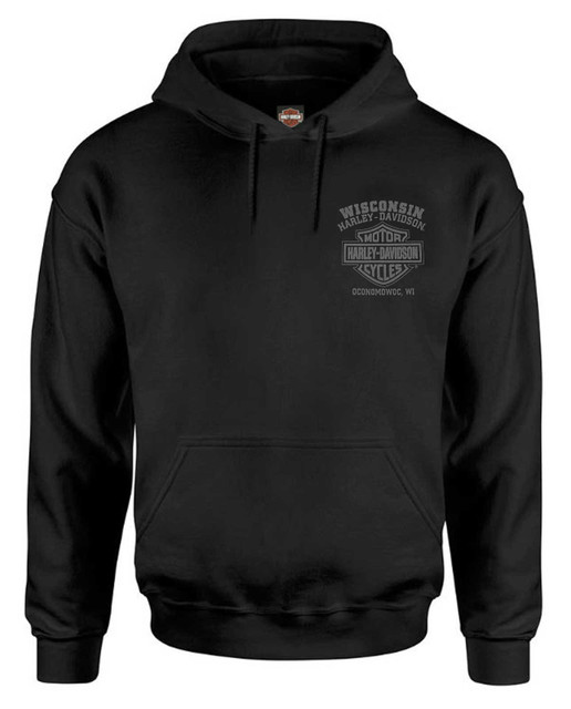 Harley-Davidson Men's Ghoulish Biker Skull Pullover Cotton-Blend Hoodie, Black - Wisconsin Harley-Davidson