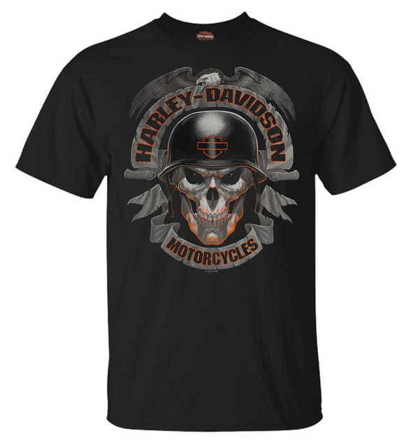 Harley-Davidson Men's Ghoulish Skull Short Sleeve Crew-Neck T-Shirt - Black - Wisconsin Harley-Davidson