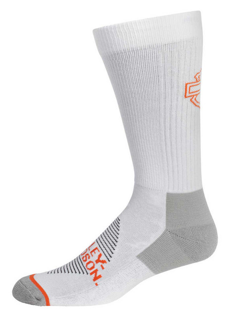 Harley-Davidson Men's Bar & Shield Performance Rider Crew Socks - White - Wisconsin Harley-Davidson