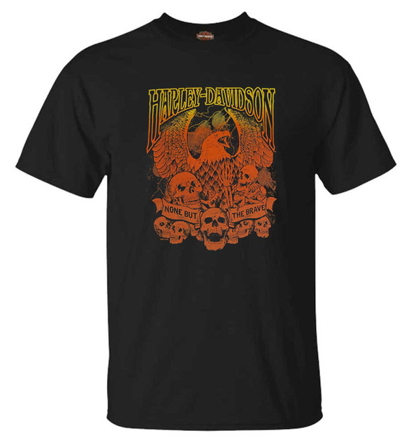Harley-Davidson Men's Skull & Eagle Crew-Neck Short Sleeve Graphic Tee - Black - Wisconsin Harley-Davidson