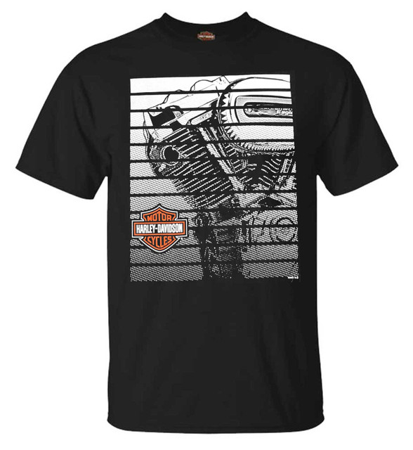 Harley-Davidson Men's Big Twin Cam Crew-Neck Short Sleeve Graphic Tee - Black - Wisconsin Harley-Davidson