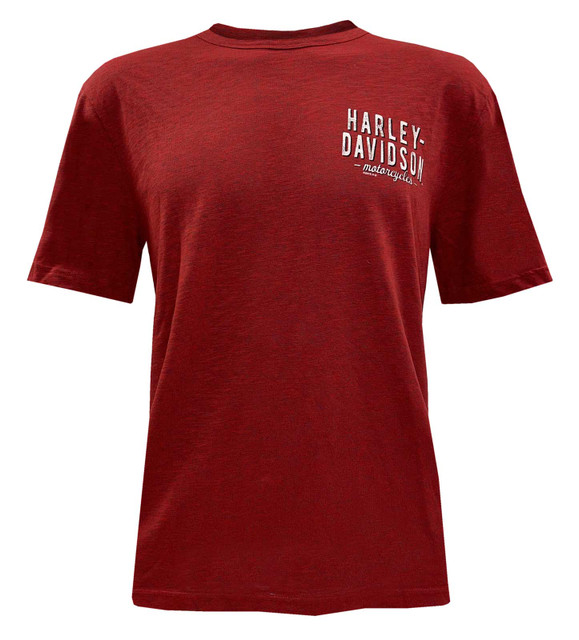 Harley-Davidson Men's H-D Short Sleeve Crew-Neck Cotton Blend T-Shirt - Red - Wisconsin Harley-Davidson