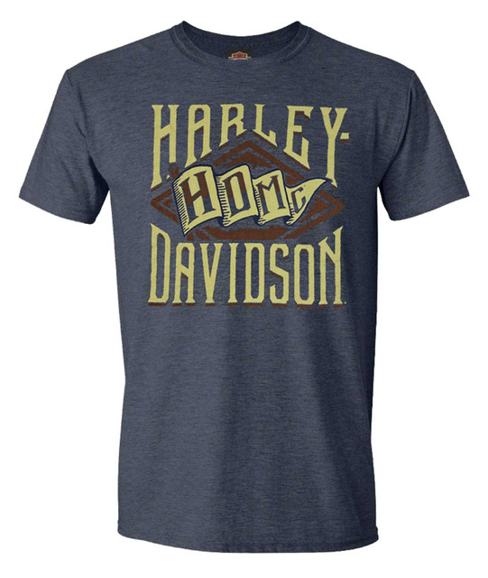 Harley-Davidson Men's Classic Ranks Crew-Neck Short Sleeve Polyester Tee - Navy - Wisconsin Harley-Davidson
