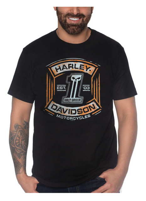 Harley-Davidson Men's Punish Crew-Neck Short Sleeve Cotton T-Shirt, Black - Wisconsin Harley-Davidson