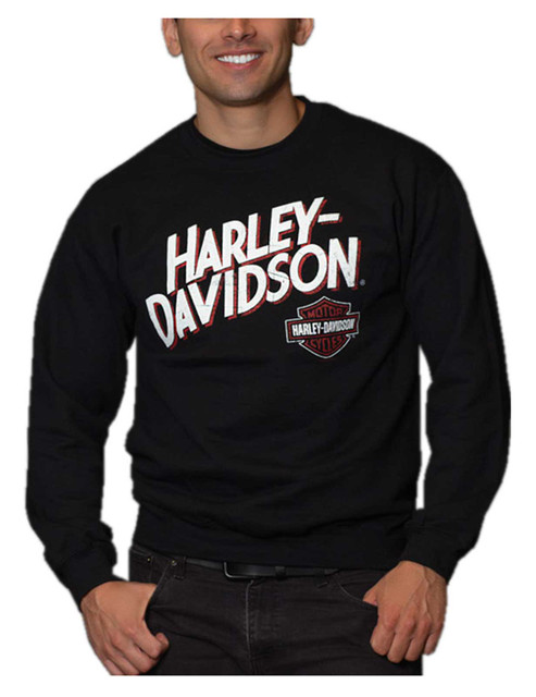 Harley-Davidson Men's Profound Poly-Blend Crew-Neck Pullover Fleece Sweatshirt - Wisconsin Harley-Davidson