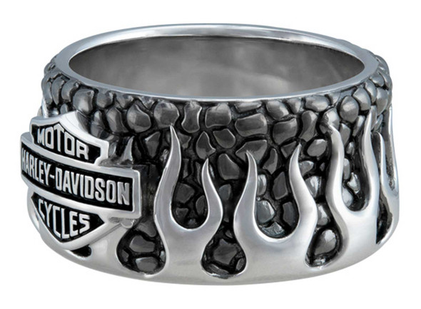 Harley-Davidson® Men's Textured Flames Bar & Shield Stainless