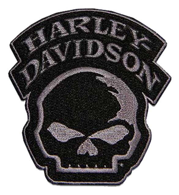 Harley-Davidson 4 in. Embroidered Willie G Skull Emblem Sew-On Patch- Black/Gray - Wisconsin Harley-Davidson