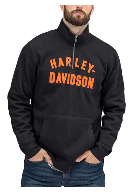 Harley-Davidson® Men's Racer Font 1/4-Zip Pullover Sweatshirt - Black ...