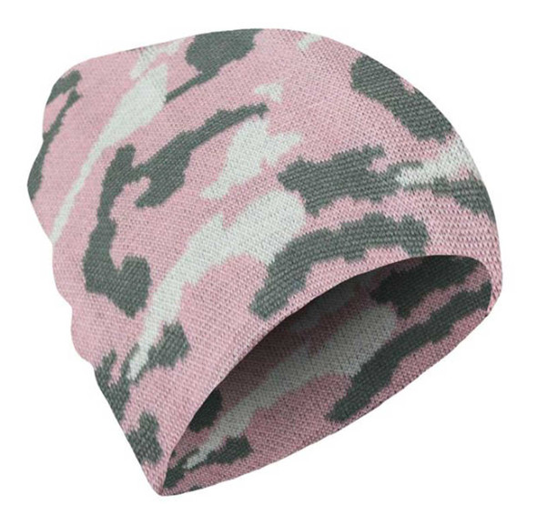 That's A Wrap Women's Pink Camouflage Pattern Knit Winter Beanie Cap - Pink - Wisconsin Harley-Davidson