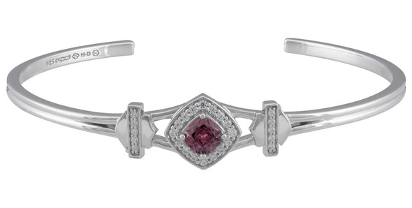 Harley-Davidson Women's Cushion Cut Rhodolite B&S Crystal Cuff Bracelet - Silver - Wisconsin Harley-Davidson