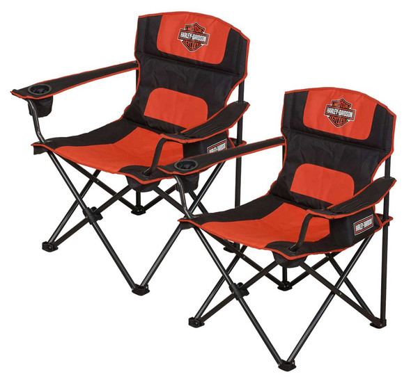 Harley-Davidson Bar & Shield Deluxe Folding Chairs w/ Bags SET of 2 Chairs - Wisconsin Harley-Davidson